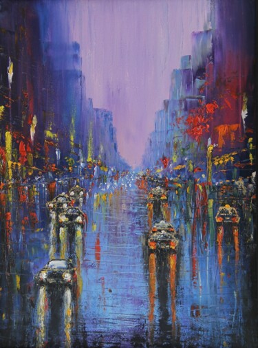 Painting titled "Rain Jazz" by Serguei Borodouline, Original Artwork, Oil