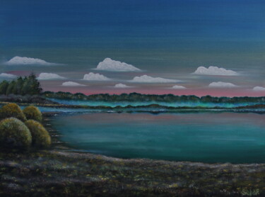 Peinture intitulée "August Pond" par Serguei Borodouline, Œuvre d'art originale, Huile