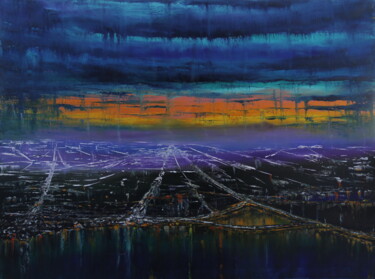 Peinture intitulée "City" par Serguei Borodouline, Œuvre d'art originale, Huile