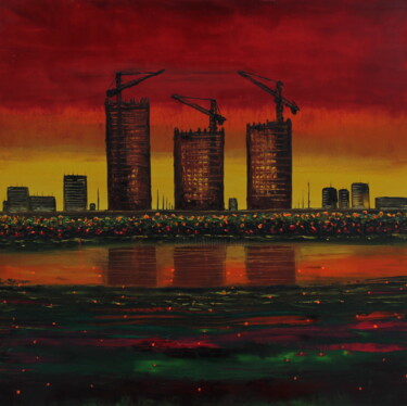 Painting titled "Construction" by Serguei Borodouline, Original Artwork, Oil