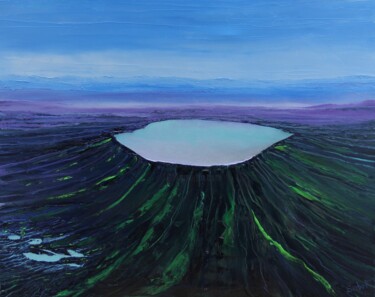 Painting titled "Crater Lake" by Serguei Borodouline, Original Artwork, Oil