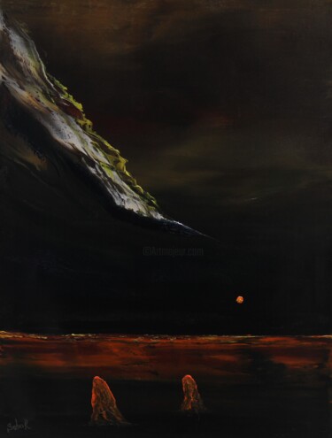 Painting titled "Night Travelers" by Serguei Borodouline, Original Artwork, Oil