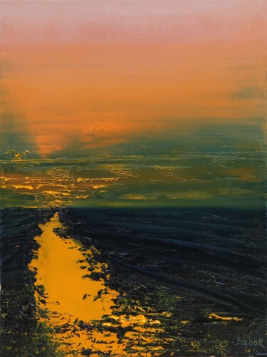 Peinture intitulée "Golden Dusk" par Serguei Borodouline, Œuvre d'art originale, Huile