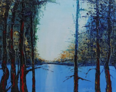 Painting titled "Icy Pond" by Serguei Borodouline, Original Artwork, Oil