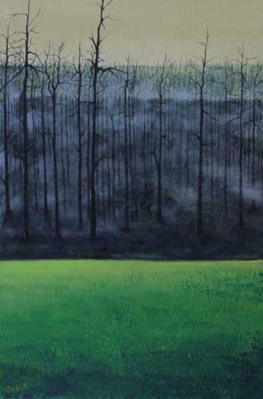 Pintura intitulada "Misty Forest" por Serguei Borodouline, Obras de arte originais, Acrílico