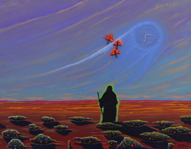 Peinture intitulée "Watcher of the Sky" par Serguei Borodouline, Œuvre d'art originale, Acrylique