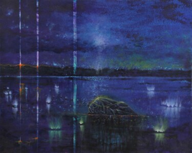 Schilderij getiteld "Strange Night" door Serguei Borodouline, Origineel Kunstwerk, Acryl