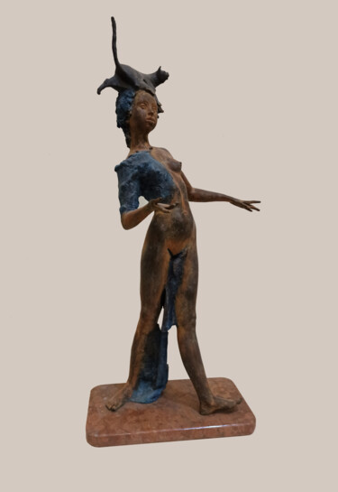Skulptur mit dem Titel "Pussycat" von Serhii Brylov, Original-Kunstwerk, Bronze