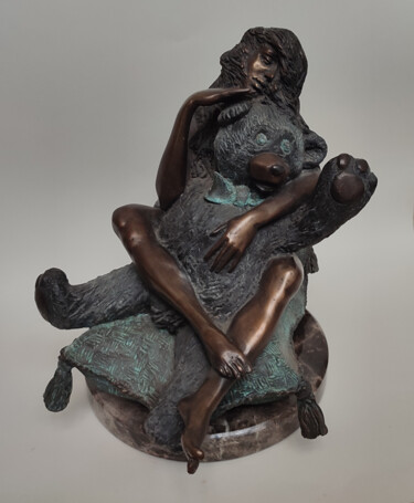 Sculpture titled "My beloved bear" by Serhii Brylov, Original Artwork, Bronze