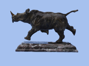Sculpture intitulée "Rhino" par Serhii Brylov, Œuvre d'art originale, Bronze