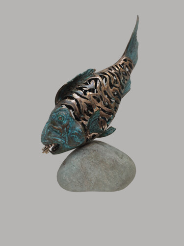 Sculpture titled "Key fish" by Serhii Brylov, Original Artwork, Bronze