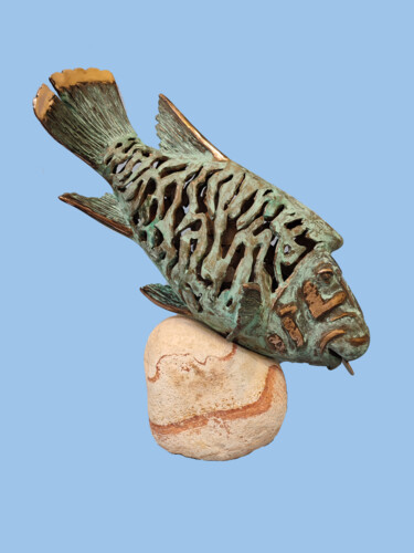 Sculpture titled "Fish-Napoleon" by Serhii Brylov, Original Artwork, Bronze