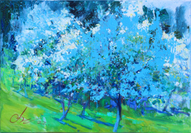 Painting titled "Smell of spring" by Serhii Cherniakovskyi, Original Artwork, Oil Mounted on Wood Stretcher frame