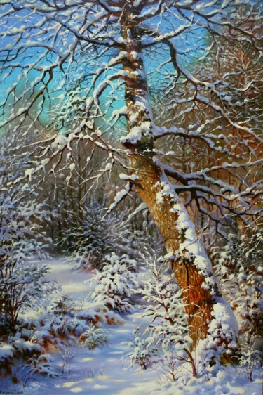 Malerei mit dem Titel "Wet Snow" von Serhii Kapran, Original-Kunstwerk, Öl