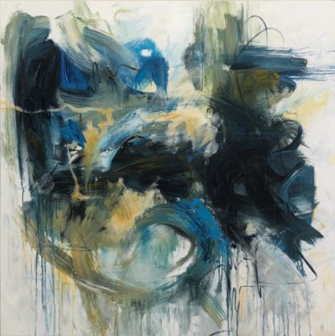 Painting titled "Abstract Blue Paint…" by Serhii Sakharov, Original Artwork, Acrylic Mounted on Wood Stretcher frame