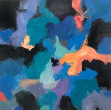 Pittura intitolato "Abstract Blue Paint…" da Serhii Sakharov, Opera d'arte originale, Olio Montato su Telaio per barella in…