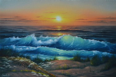 Painting titled "The coast of the Az…" by Serhii Stoev, Original Artwork, Oil