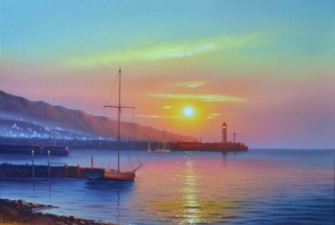 Painting titled "Yalta lighthouse" by Serhii Stoev, Original Artwork, Oil