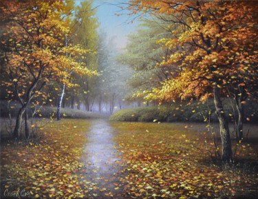 Painting titled "Oil painting "Leaf…" by Serhii Stoev, Original Artwork, Oil
