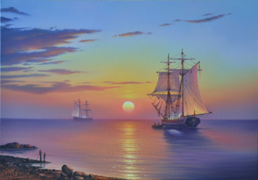 Картина под названием "Oil Painting "Dawn…" - Serhii Stoev, Подлинное произведение искусства, Масло