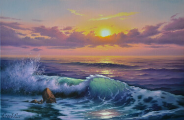 Painting titled "Surf wave" by Serhii Stoev, Original Artwork, Oil