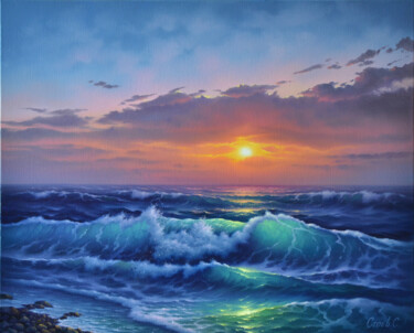 Peinture intitulée "''Radiant sea''" par Serhii Stoev, Œuvre d'art originale, Huile