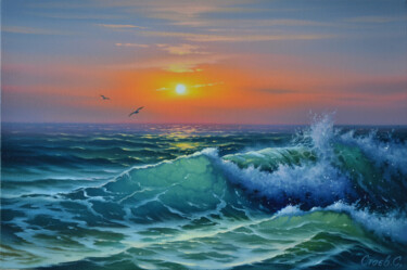Painting titled "oil paintig Sunrise…" by Serhii Stoev, Original Artwork, Oil