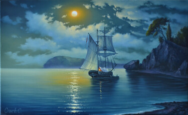 Painting titled "Oil Painting-"Sea b…" by Serhii Stoev, Original Artwork, Oil