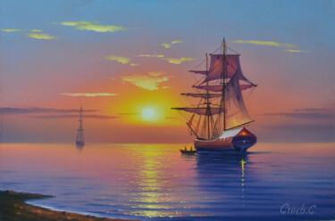 Картина под названием "Seascape oil painti…" - Serhii Stoev, Подлинное произведение искусства, Масло