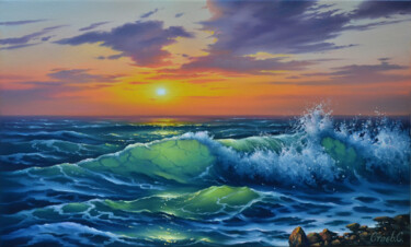 Painting titled "Seascape oil painti…" by Serhii Stoev, Original Artwork, Oil