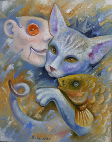 Schilderij getiteld "Cat Skin" door Serhii Voichenko, Origineel Kunstwerk, Olie