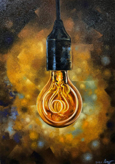 Schilderij getiteld "Incadesecent lamp" door Serhii Voichenko, Origineel Kunstwerk, Olie