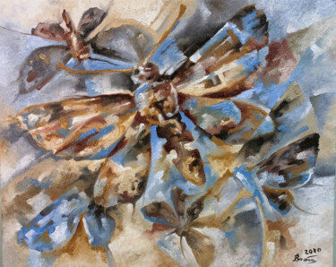 Pintura titulada "Moth Butterfly" por Serhii Voichenko, Obra de arte original, Oleo