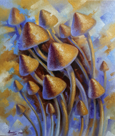 Painting titled "Mushrooms" by Serhii Voichenko, Original Artwork, Oil