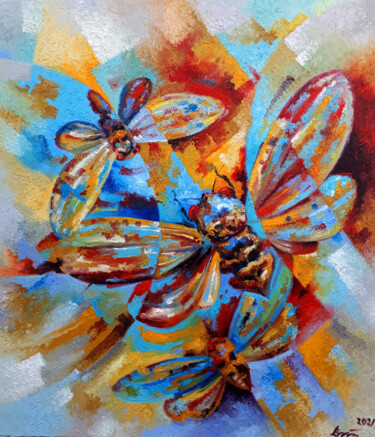 Peinture intitulée "Cicadas" par Serhii Voichenko, Œuvre d'art originale, Huile