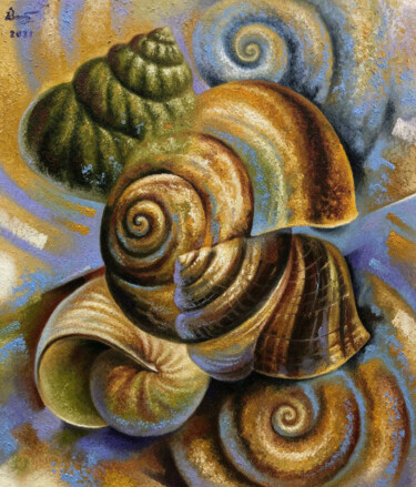 Painting titled "Spirals" by Serhii Voichenko, Original Artwork, Oil