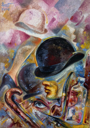 Malerei mit dem Titel "Bowlers" von Serhii Voichenko, Original-Kunstwerk, Öl