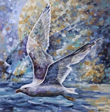 Peinture intitulée "Gull" par Serhii Voichenko, Œuvre d'art originale, Huile