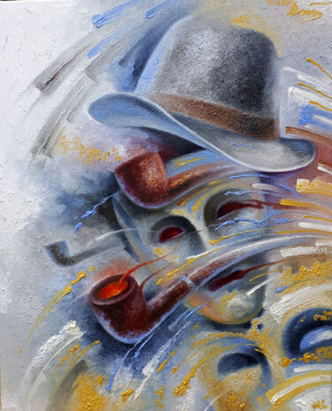 Schilderij getiteld "Man in The Hat" door Serhii Voichenko, Origineel Kunstwerk, Olie