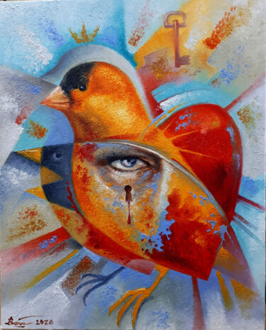 Картина под названием "Bird soul inside" - Serhii Voichenko, Подлинное произведение искусства, Масло