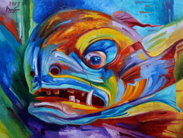 Malarstwo zatytułowany „Rainbow trout” autorstwa Serhii Voichenko, Oryginalna praca, Olej