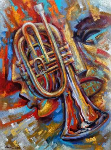 Schilderij getiteld "Deep Jazz" door Serhii Voichenko, Origineel Kunstwerk, Olie