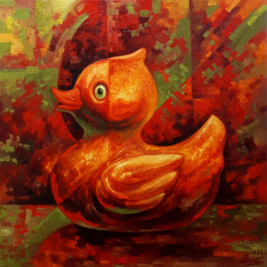 Pintura intitulada "Duckling" por Serhii Voichenko, Obras de arte originais, Óleo