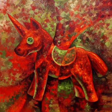 Schilderij getiteld "Unicorn" door Serhii Voichenko, Origineel Kunstwerk, Olie