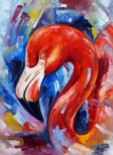 Peinture intitulée "Flamingo" par Serhii Voichenko, Œuvre d'art originale, Huile