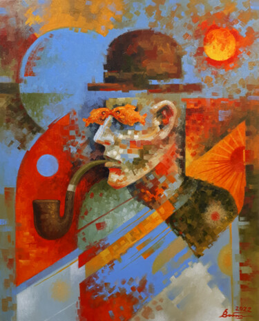 Malerei mit dem Titel "Evening pipe" von Serhii Voichenko, Original-Kunstwerk, Öl