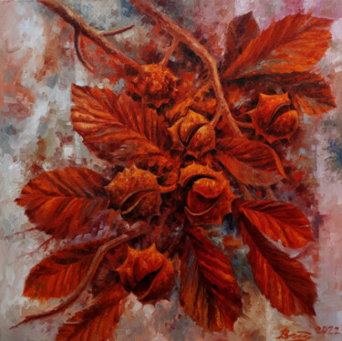 Pittura intitolato "Red chestnuts" da Serhii Voichenko, Opera d'arte originale, Olio