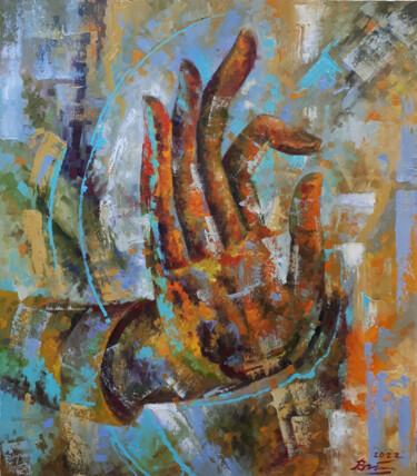 Malerei mit dem Titel "Buddha hand" von Serhii Voichenko, Original-Kunstwerk, Öl