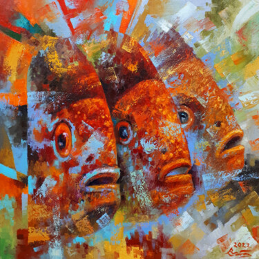 Painting titled "FISH-TRIO" by Serhii Voichenko, Original Artwork, Oil