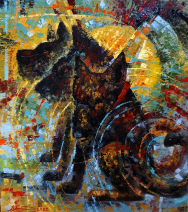 Pittura intitolato "Tail wags the dog" da Serhii Voichenko, Opera d'arte originale, Olio